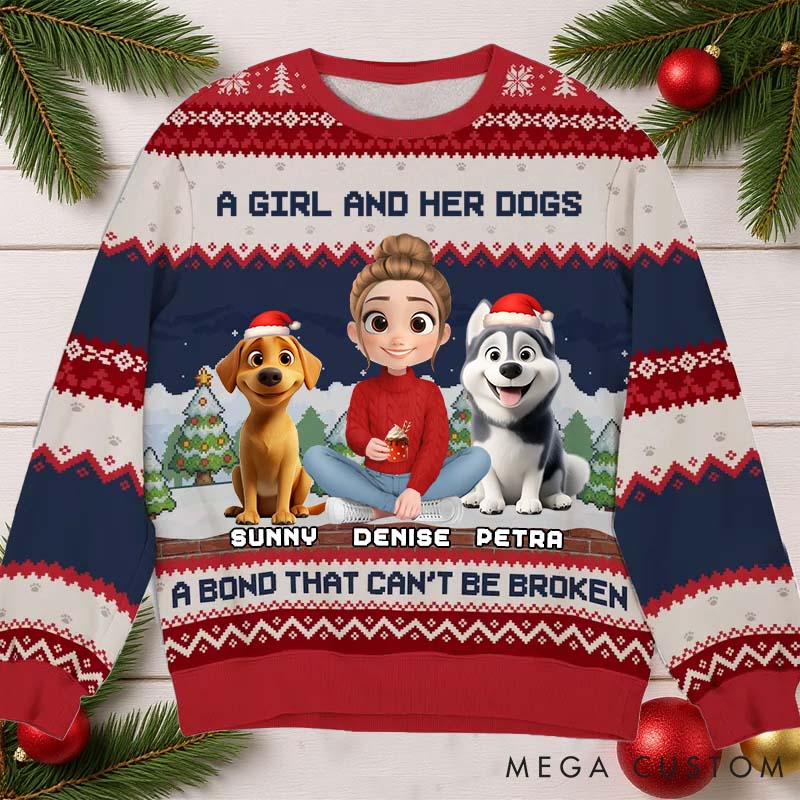 Personalized Dog Lover Can Not be Broken Christmas Ugly Sweatshirt