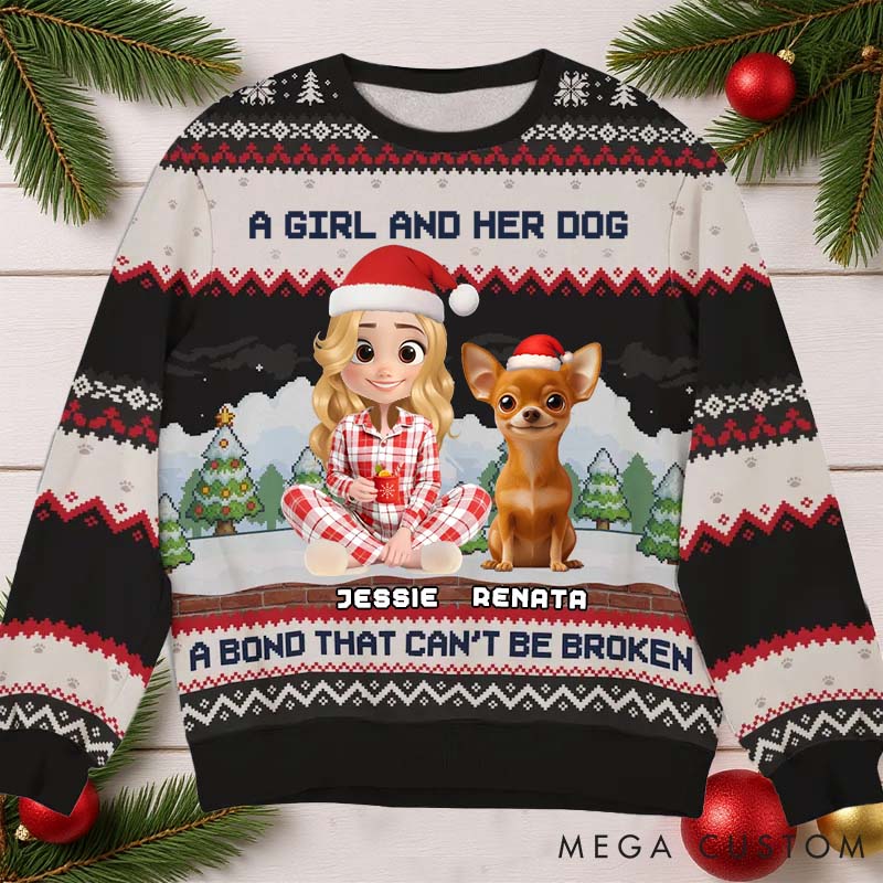 Personalized Dog Lover Can Not be Broken Christmas Ugly Sweatshirt