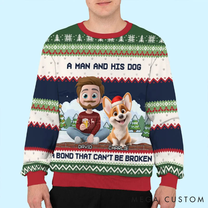 Personalized Dog Lover Can Not Be Broken Dog Dad Christmas Ugly Sweater