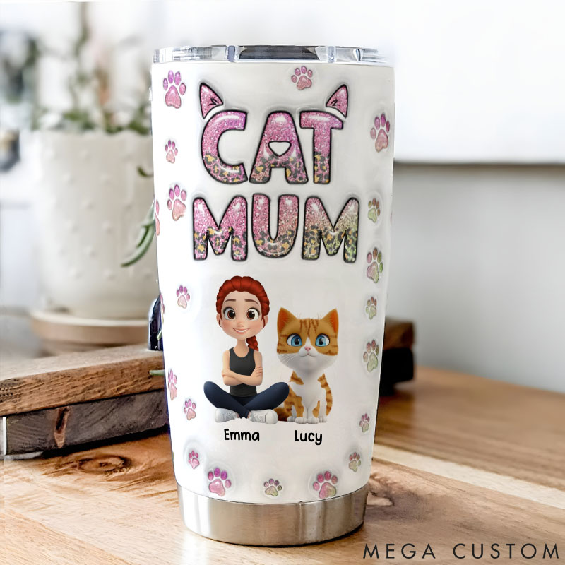 Personalized Dog Lover Cat Mom Lovely Chibi 20oz Tumbler
