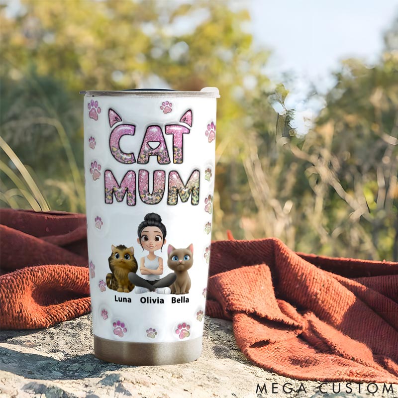 Personalized Dog Lover Cat Mom Lovely Chibi 20oz Tumbler