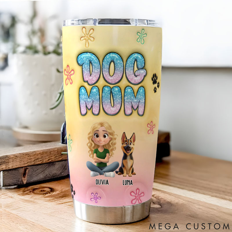 Personalized Dog Lover Cheese Dog Mama Cartoon 20oz Tumbler
