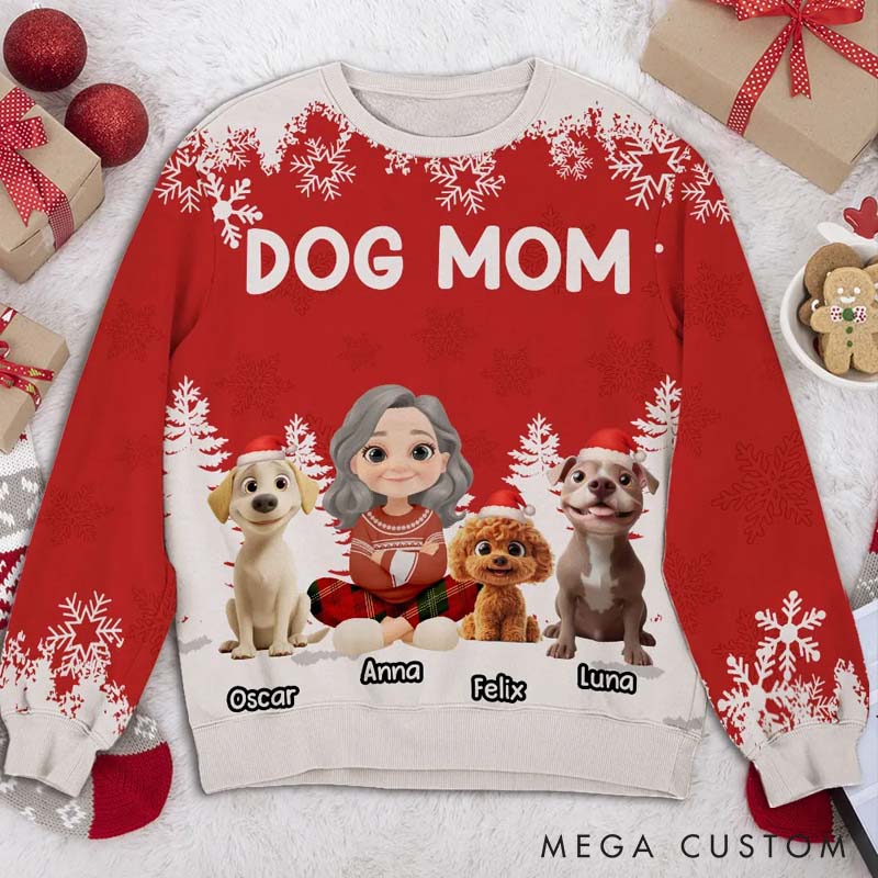 Personalized Dog Lover Christmas 2025 Dog Mom Ugly Sweatshirt