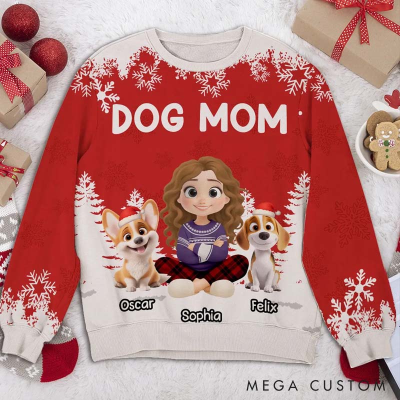 Personalized Dog Lover Christmas 2025 Dog Mom Ugly Sweatshirt