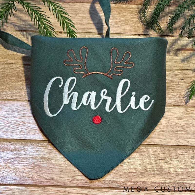 Personalized Dog Lover Christmas Antlers Bandana