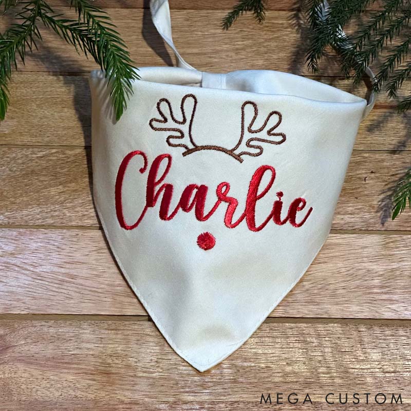 Personalized Dog Lover Christmas Antlers Bandana