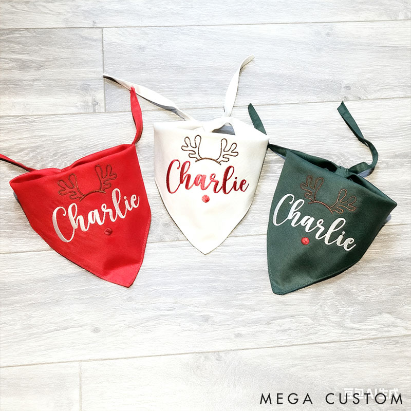 Personalized Dog Lover Christmas Antlers Bandana