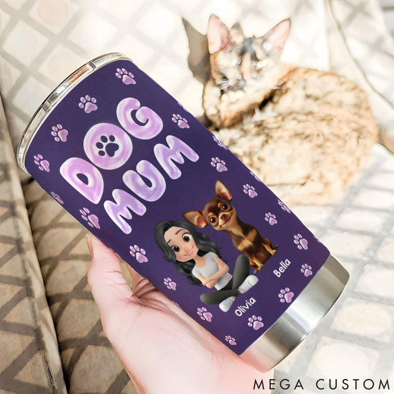 Personalized Dog Lover Colorful New Dog Mom 20oz Tumbler
