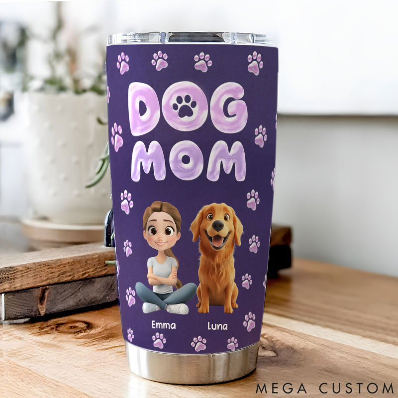 Personalized Dog Lover Colorful New Dog Mom 20oz Tumbler