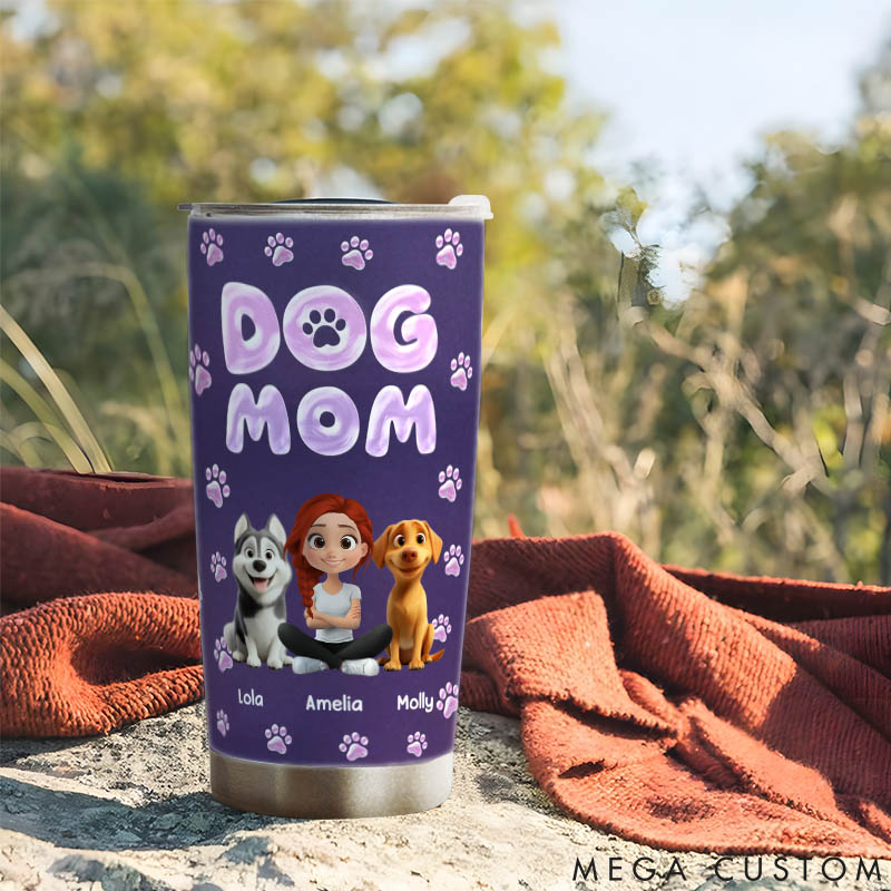 Personalized Dog Lover Colorful New Dog Mom 20oz Tumbler