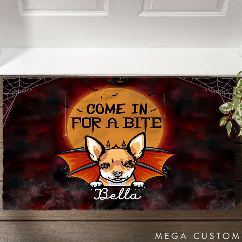Personalized Dog Lover Come in for A Bite Dog Doormat