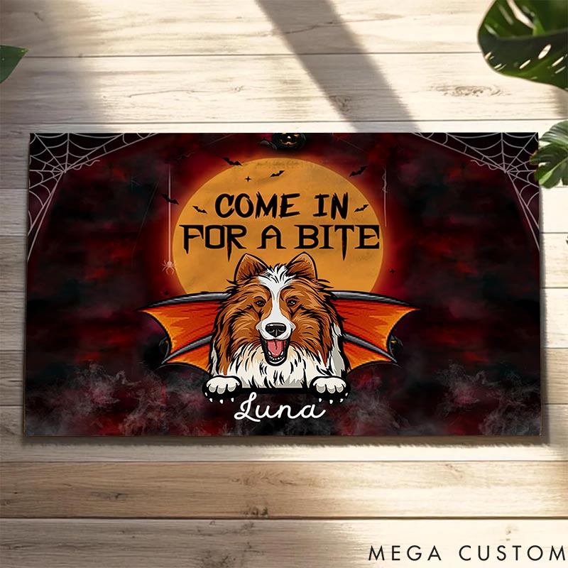 Personalized Dog Lover Come in for A Bite Dog Doormat