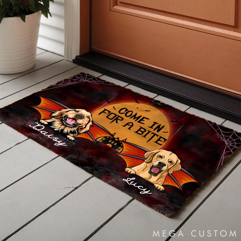 Personalized Dog Lover Come in for A Bite Dog Doormat