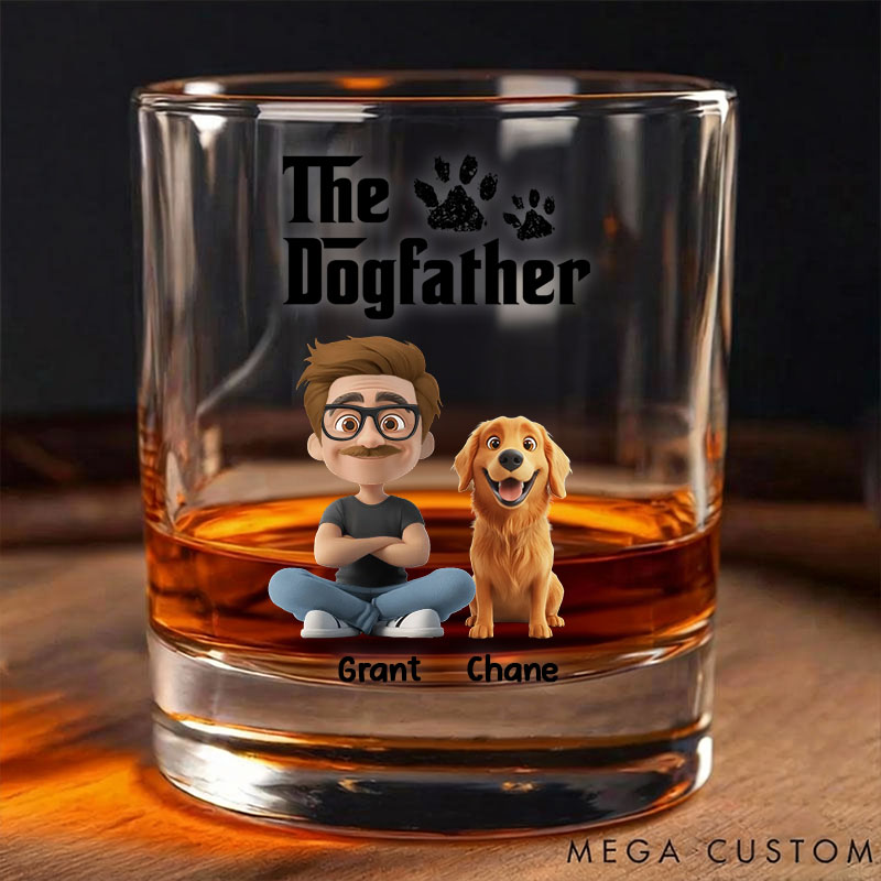 Personalized Dog Lover Cool Dog Father Whiskey Decanter Set