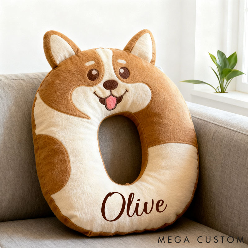 Personalized Dog Lover Corgi Letter Pillow with Custom Name Pillow