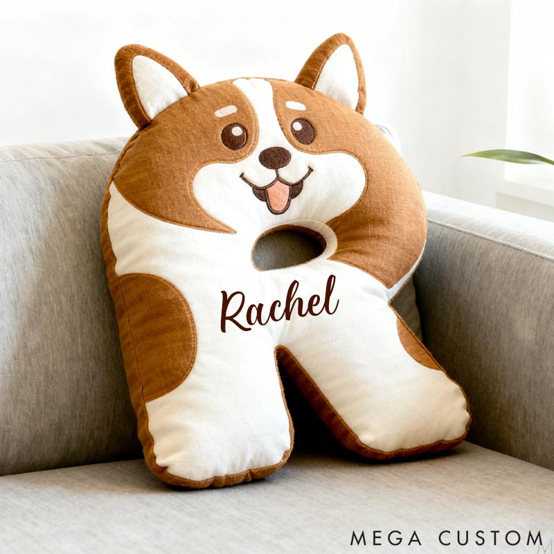 Personalized Dog Lover Corgi Letter Pillow with Custom Name Pillow