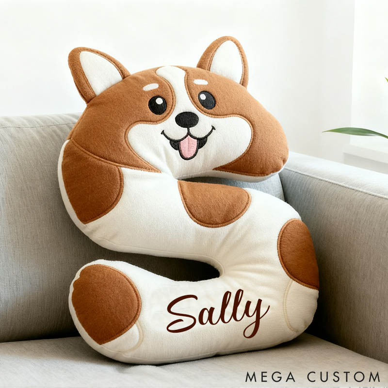 Personalized Dog Lover Corgi Letter Pillow with Custom Name Pillow