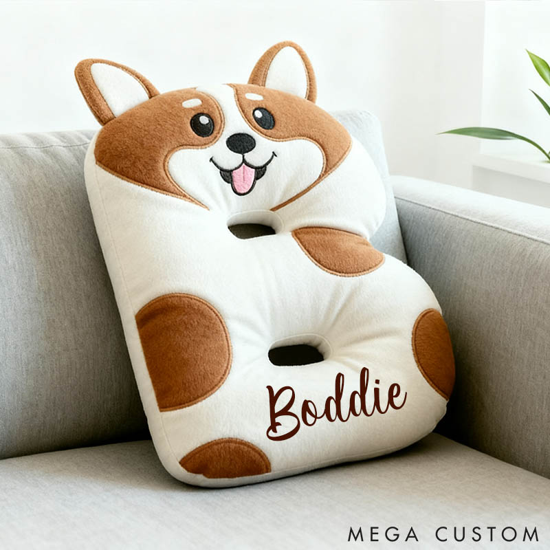 Personalized Dog Lover Corgi Letter Pillow with Custom Name Pillow