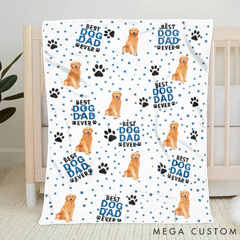 Personalized Dog Lover Custom Funny Dog Face Dog Dad Throw Blanket