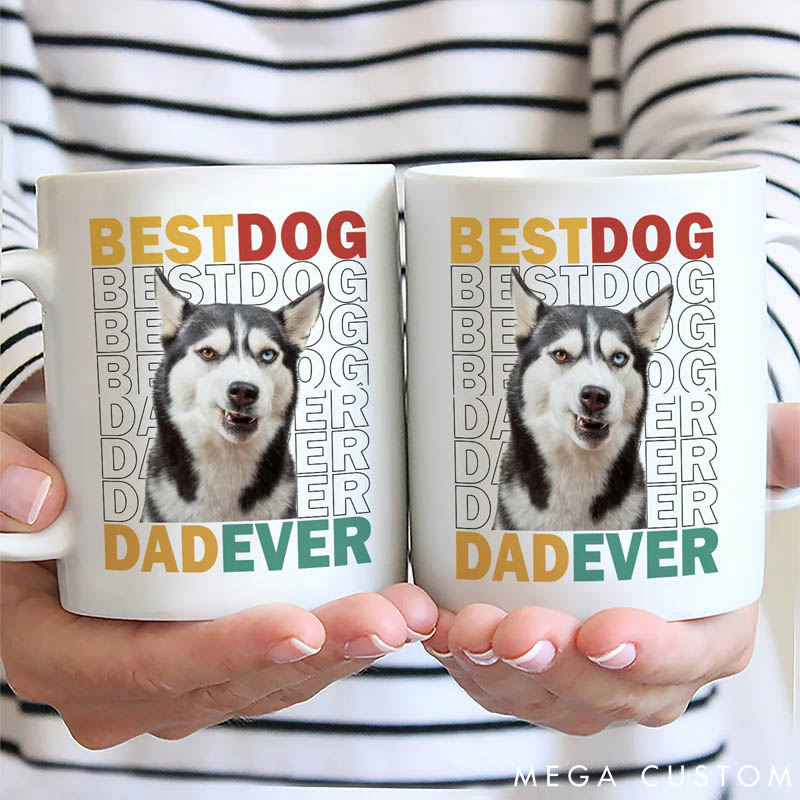 Personalized Dog Lover Custom Photo Best Dog Dad Mugs