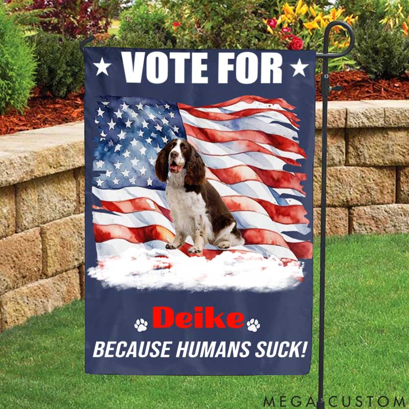 Personalized Dog Lover Custom Photo Talk is Cheap Voting is Free Garden Flag
