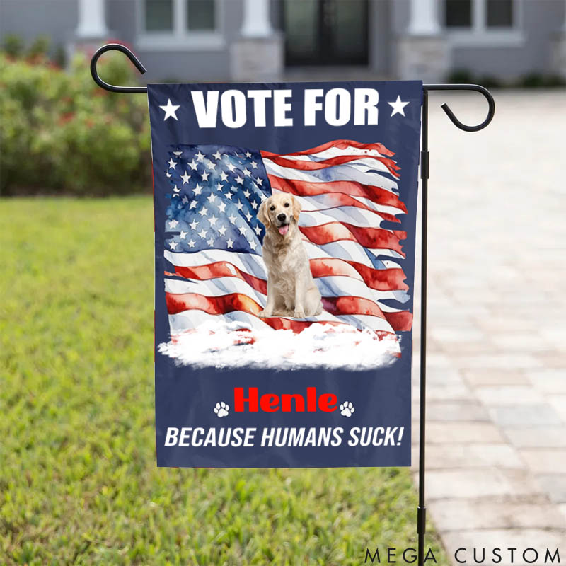 Personalized Dog Lover Custom Photo Talk is Cheap Voting is Free Garden Flag