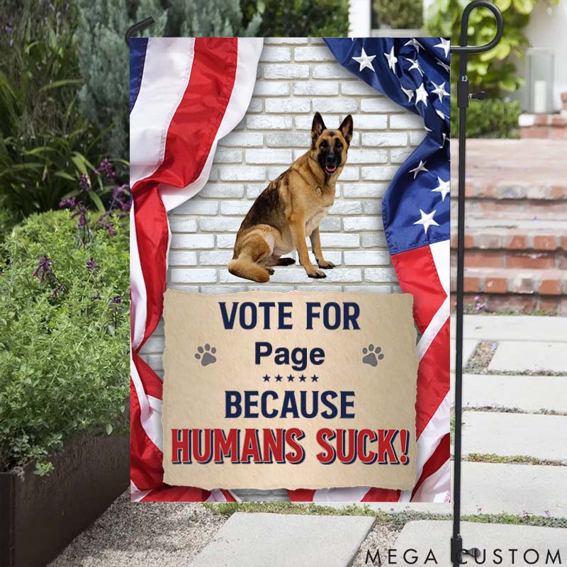 Personalized Dog Lover Custom Photo Vote for More Treats Less Squirrels Garden Flag