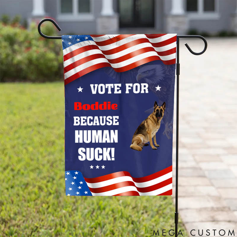 Personalized Dog Lover Custom Photo We can all Agree on the Importance of Voting Garden Flag