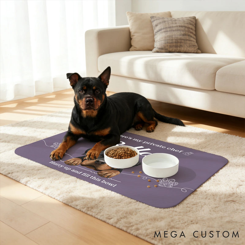 Personalized Dog Lover Cute Realistic Dog Waterproof Pet Feeding Mat