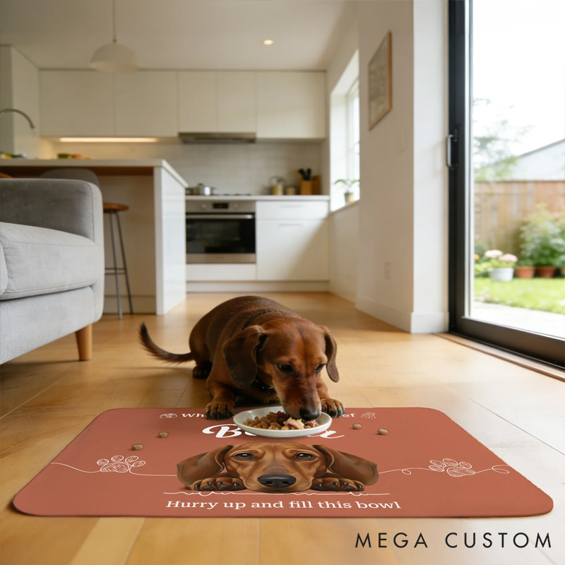 Personalized Dog Lover Cute Realistic Dog Waterproof Pet Feeding Mat