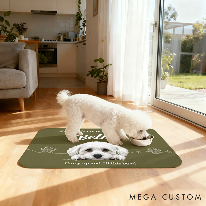Personalized Dog Lover Cute Realistic Dog Waterproof Pet Feeding Mat