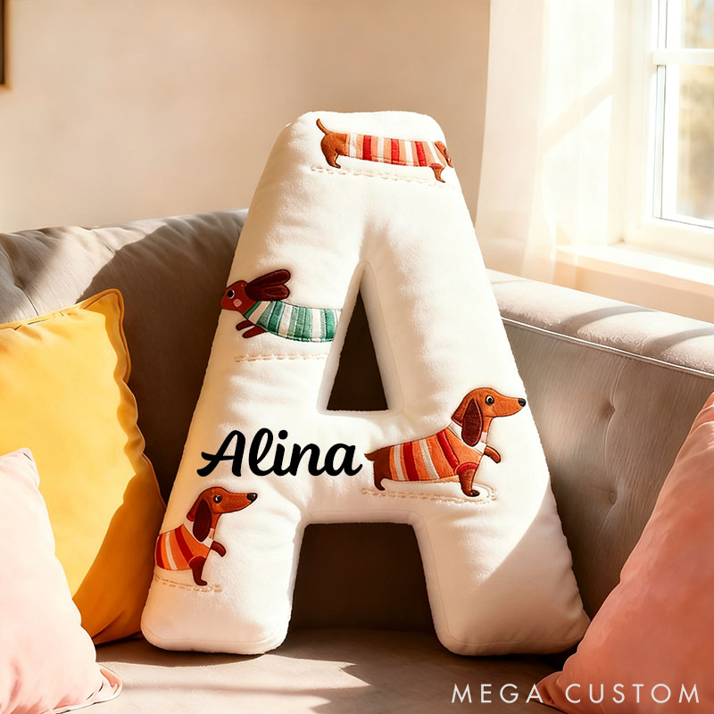 Personalized Dog Lover Dachshund Letter Pillow with Custom Name Pillow