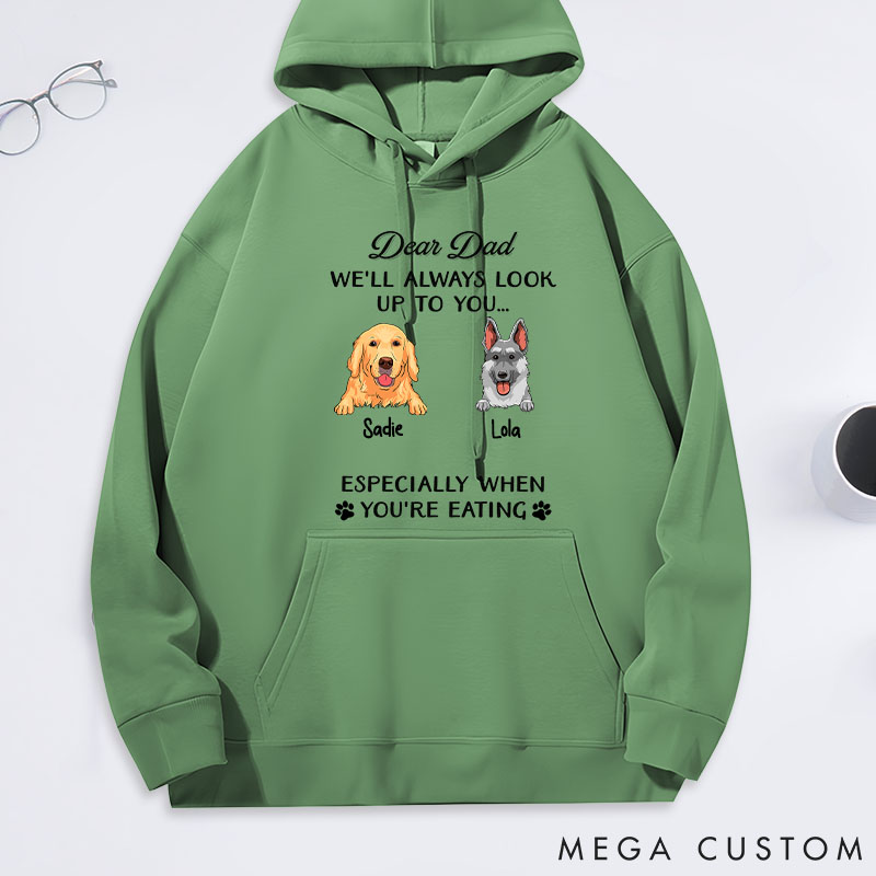 Personalized Dog Lover Dear Dad Always Look Up to You Classic Hoodies