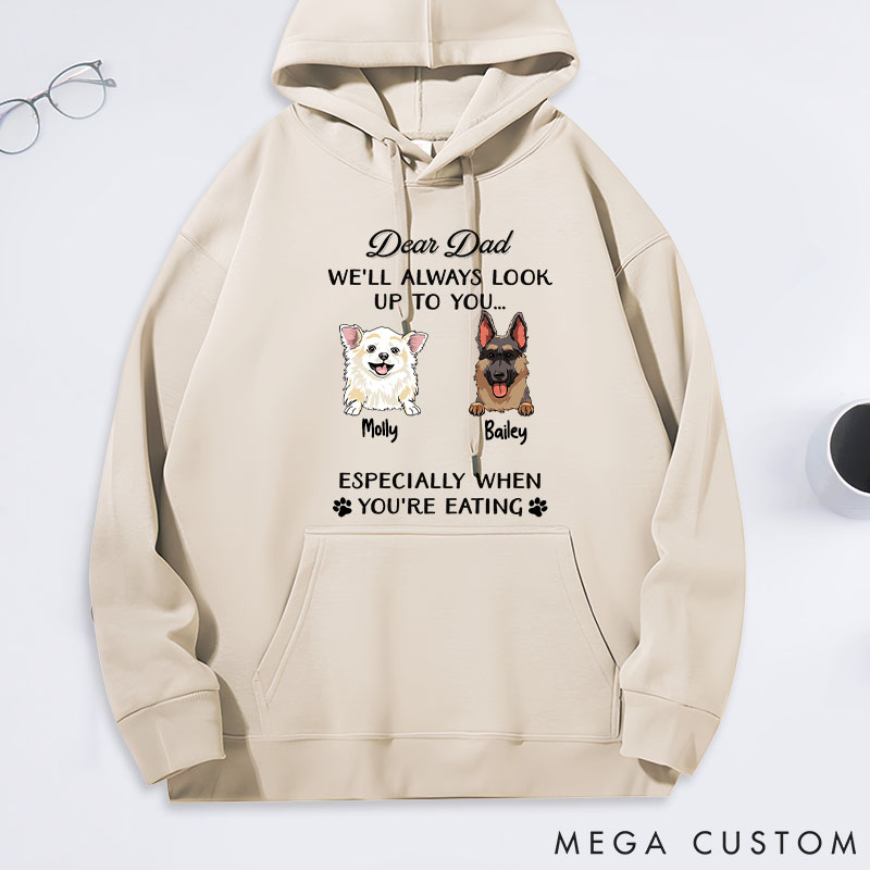 Personalized Dog Lover Dear Dad Always Look Up to You Classic Hoodies