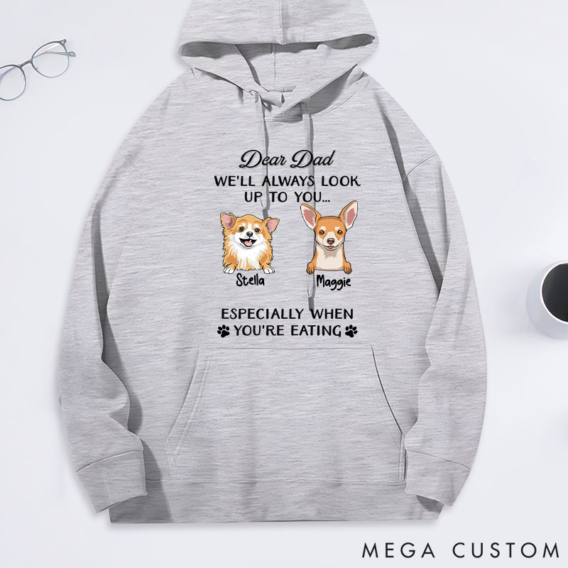 Personalized Dog Lover Dear Dad Always Look Up to You Classic Hoodies