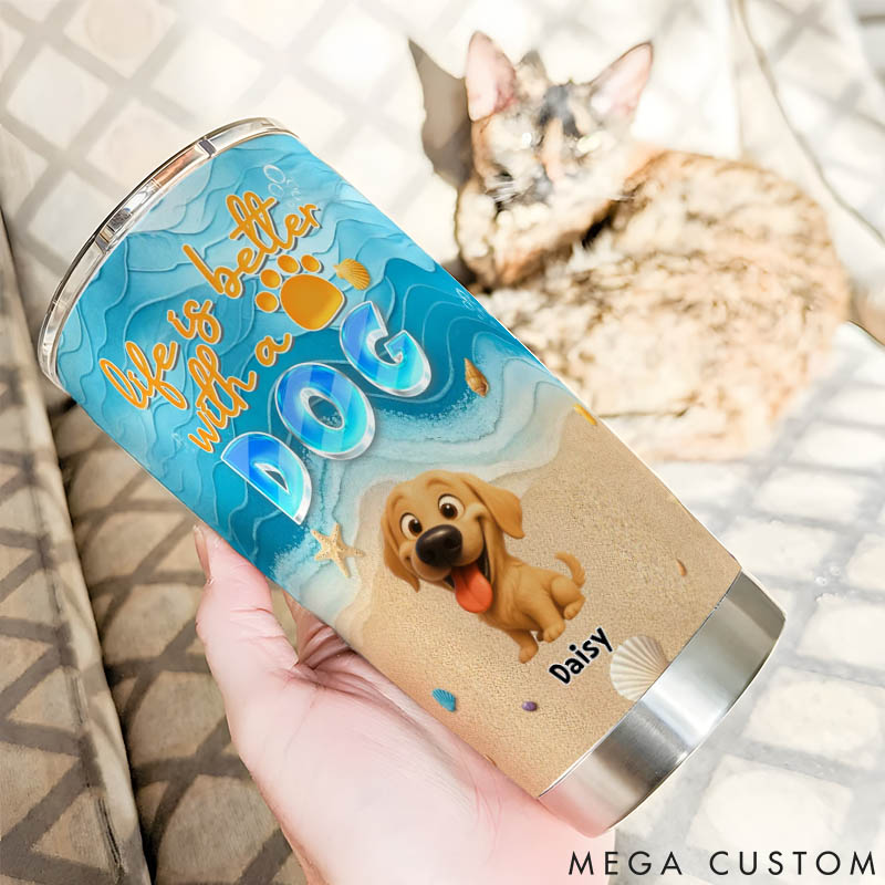 Personalized Dog Lover Dive in the Sea 20oz Tumbler