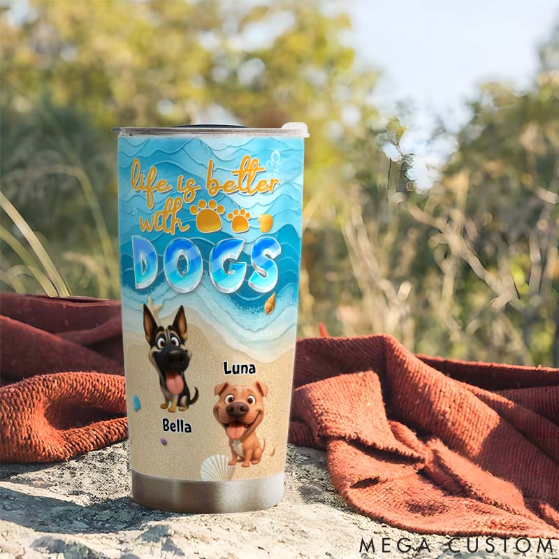 Personalized Dog Lover Dive in the Sea 20oz Tumbler