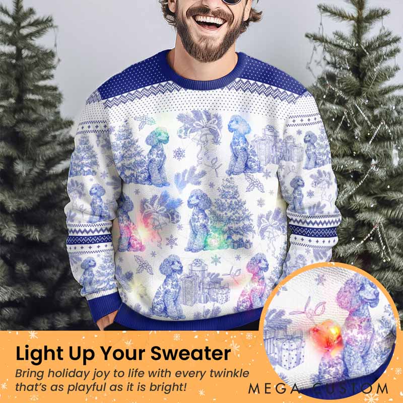 Personalized Dog Lover Dog Breeds Christmas Tree Toile De Jouy Ugly Sweatshirt