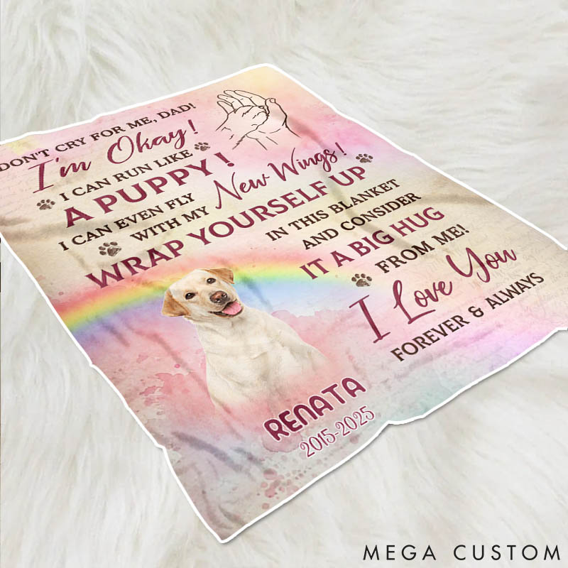Personalized Dog Lover Dog Dad Custom Photo Run Free Faithful Friend Throw Blanket