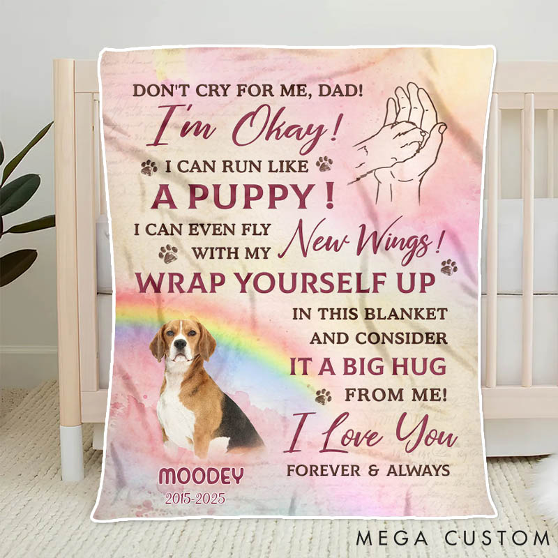 Personalized Dog Lover Dog Dad Custom Photo Run Free Faithful Friend Throw Blanket