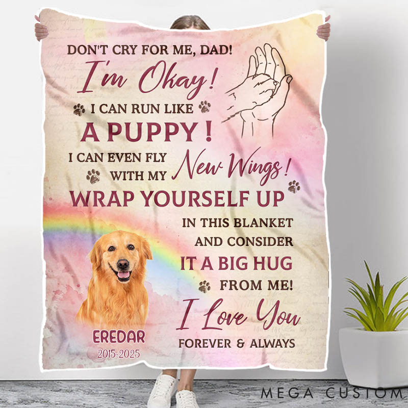 Personalized Dog Lover Dog Dad Custom Photo Run Free Faithful Friend Throw Blanket