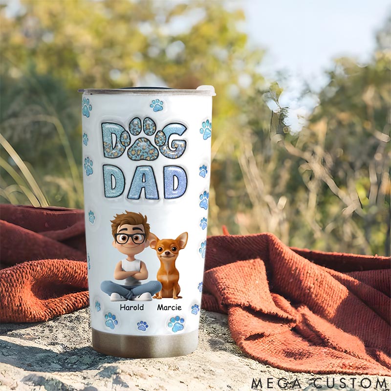 Personalized Dog Lover Dog Dad Handsome Chibi 20oz Tumbler