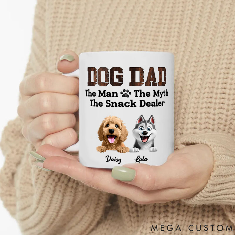 Personalized Dog Lover Dog Dad the Snack Dealer Mugs