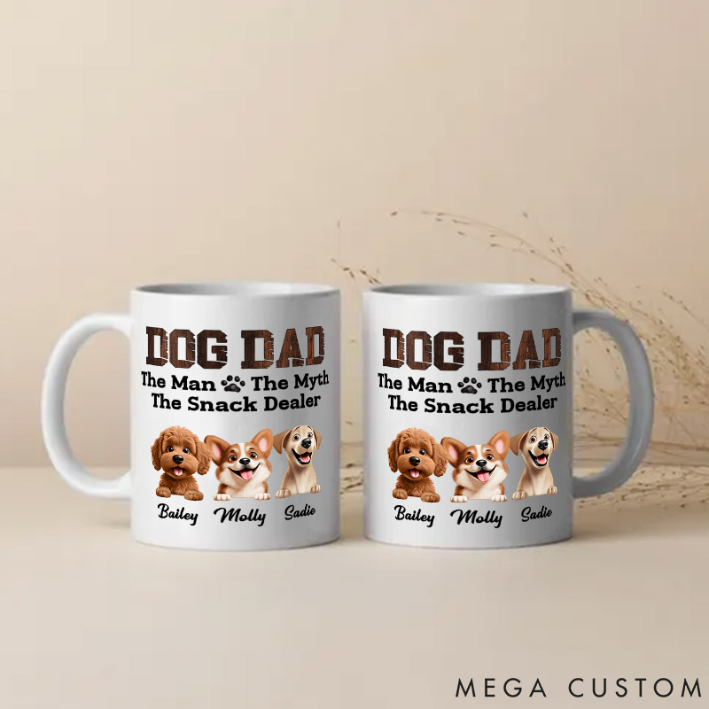Personalized Dog Lover Dog Dad the Snack Dealer Mugs