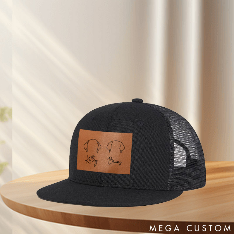 Personalized Dog Lover Dog Ear Engraved Hats and Caps