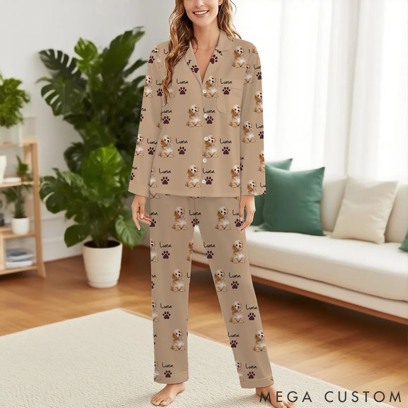 Personalized Dog Lover Dog Face Photo Pajamas with Name