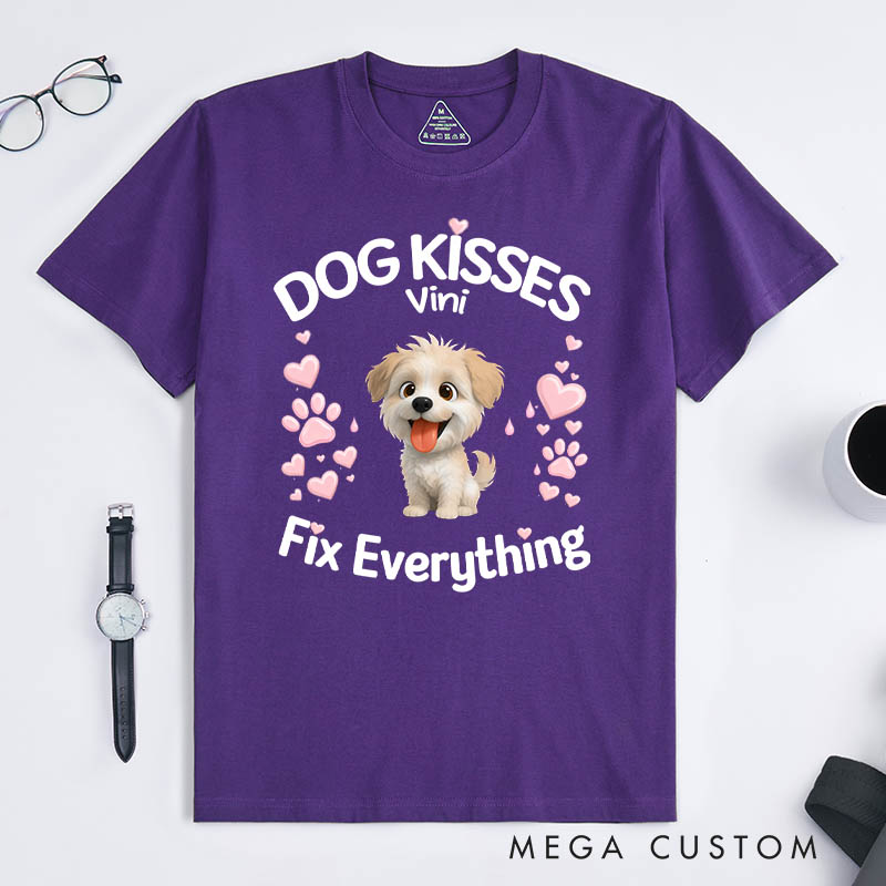 Personalized Dog Lover Dog Kisses Fix Everything T-Shirt
