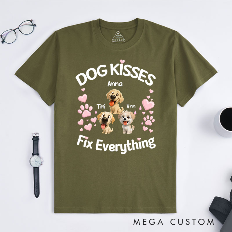 Personalized Dog Lover Dog Kisses Fix Everything T-Shirt