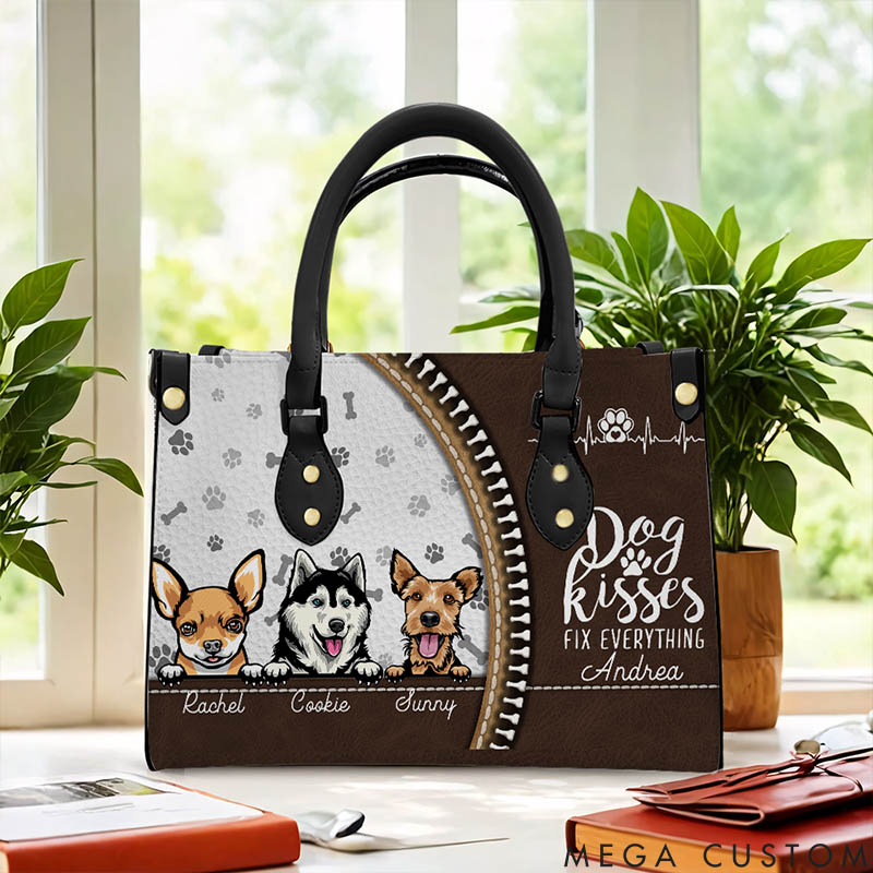 Personalized Dog Lover Dog Kisses Fix Everything Tote Bag