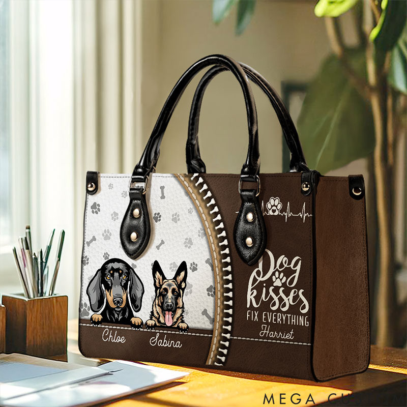 Personalized Dog Lover Dog Kisses Fix Everything Tote Bag